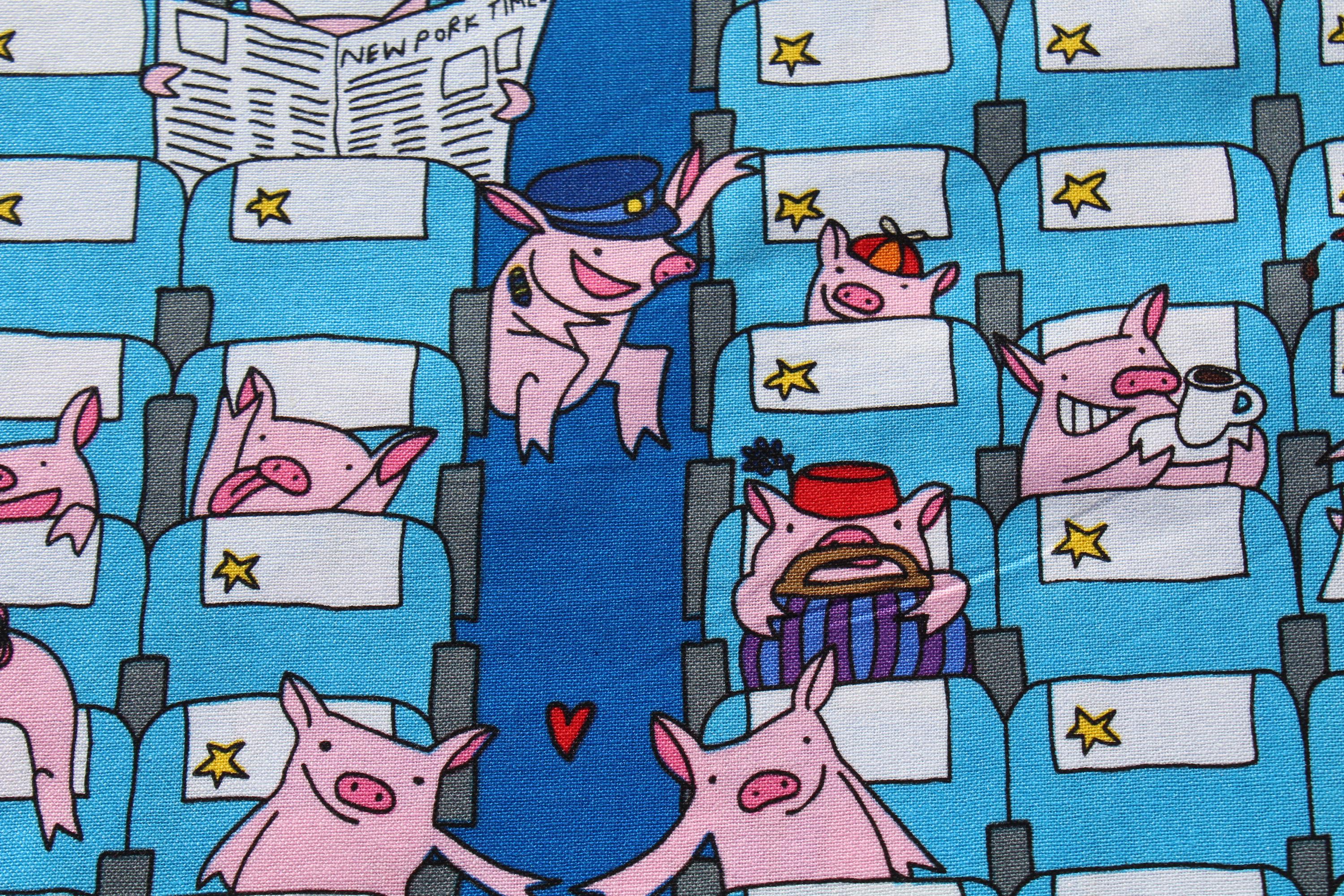 When Pigs Fly in Airplane 100% Cotton Fabric by the Half Yard