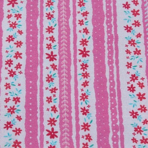 Hot Pink Small Floral Striped Border Print 100% Cotton Fabric by the Yard for Quilting, Sewing Summer Girl Dress image 8