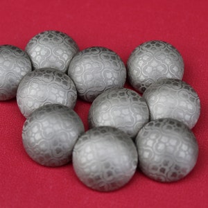 Domed Round Silver Colored Floral Etched Metal, Flower Shank Back Buttons 5/8 Inch, Craft Jewelry