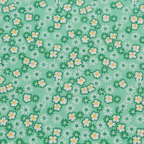 Spring 100% Cotton Fabric with Petite Butter Yellow Flowers on Mint Green by Nana Mae IV by the Yard