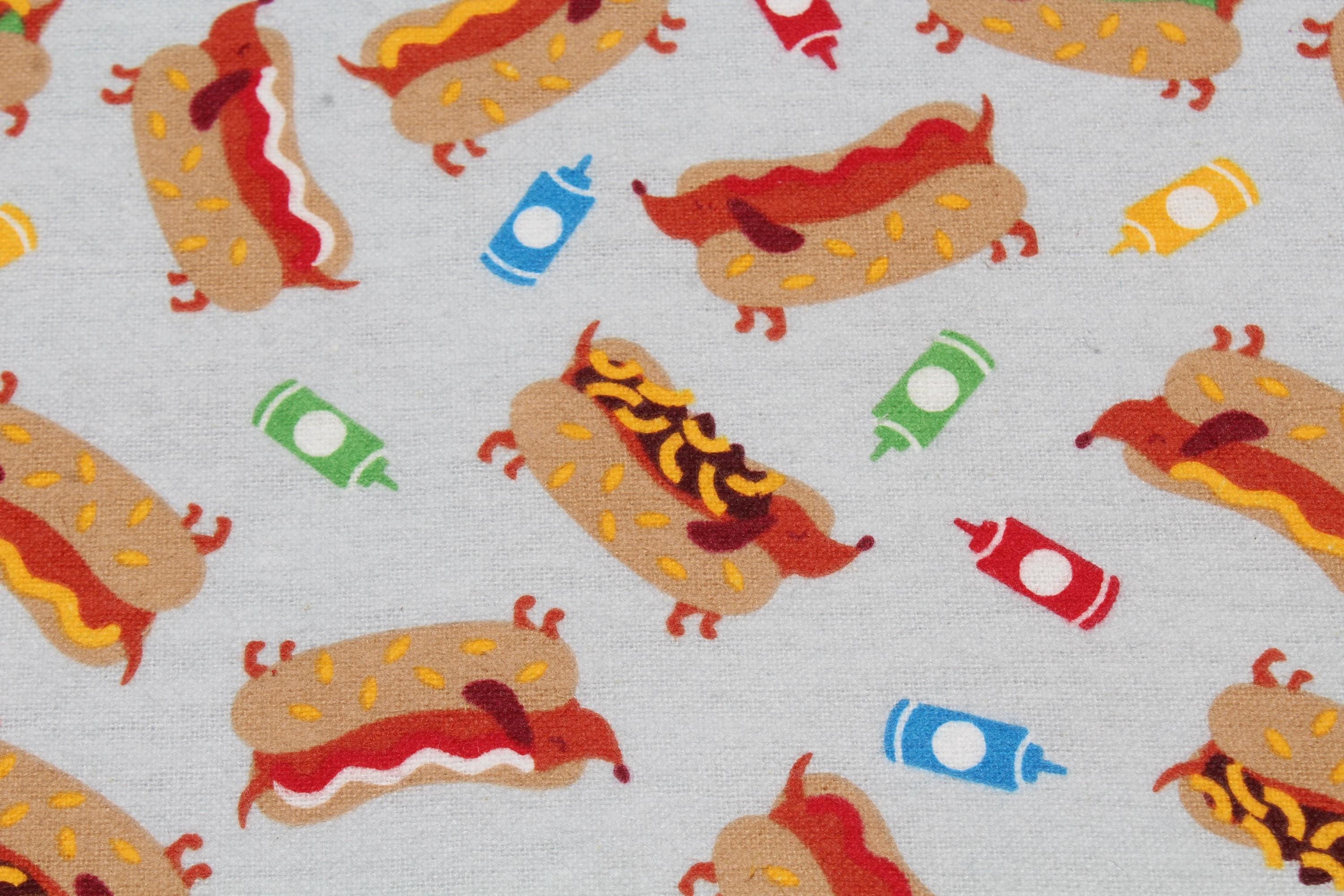 Dachshund Wienerdog Hot Dog 100% Cotton Flannel Fabric by the Half