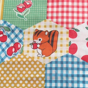 Patchwork Faux Quilt Vintage Style Kids Cotton Fabric - Nursery, Dress 100% lightweight by the Yard