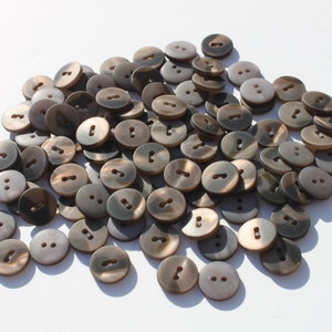 Brown Shimmery Small Buttons, Plastic Round NOS 5/8 inch, Lot of 50 Craft Sewing image 2