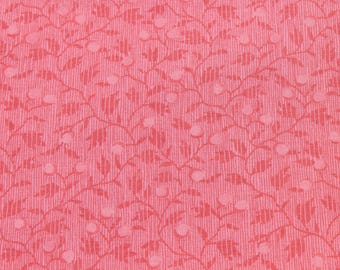 Vintage Abstract Leaf & Berry Tonal Pink Cotton Fabric - Small Piece remnant