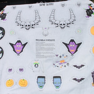 DIY Hallowen Cut and Sew Applique Craft Fabric, Scary Frankenstein Pumpkin Spider Fabric