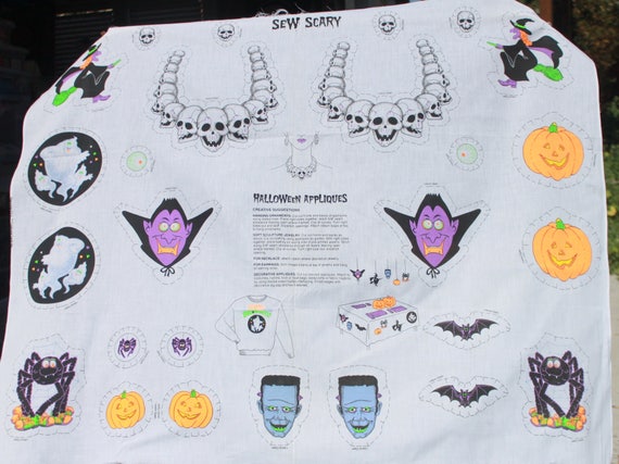 DIY Hallowen Cut and Sew Applique Craft Fabric, Scary Frankenstein Pumpkin Spider Fabric