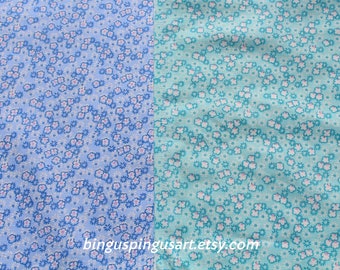 Spring 100% Cotton Fabric with Petite Flowers by Nana Mae IV by the Yard - Blue, Aqua OR Green - Choose color