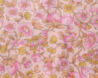 Pink and Orange Floral Print & Butterfly Linen Cotton Sewing Fabric by the Yard