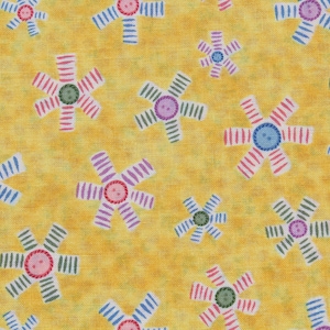 Fat Quarter Button & Yo-Yo Print Cotton Fabric - Small Precut Piece