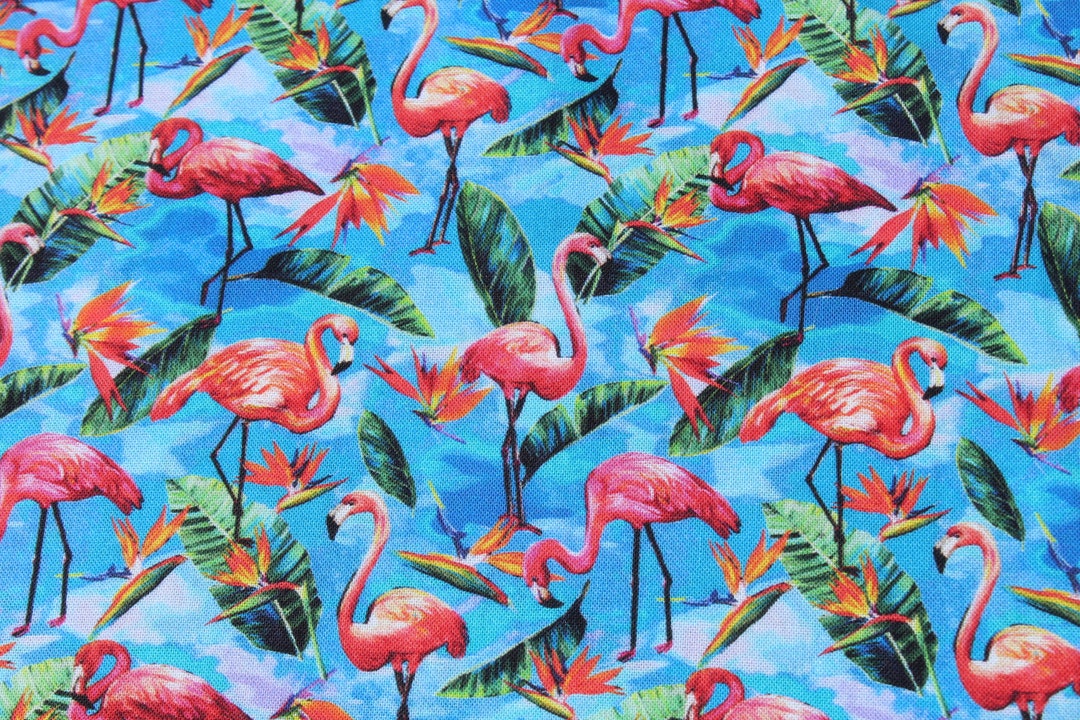 Pink Flamingo Bird 100% Cotton Fabric by the Yard, Ro Gregg for