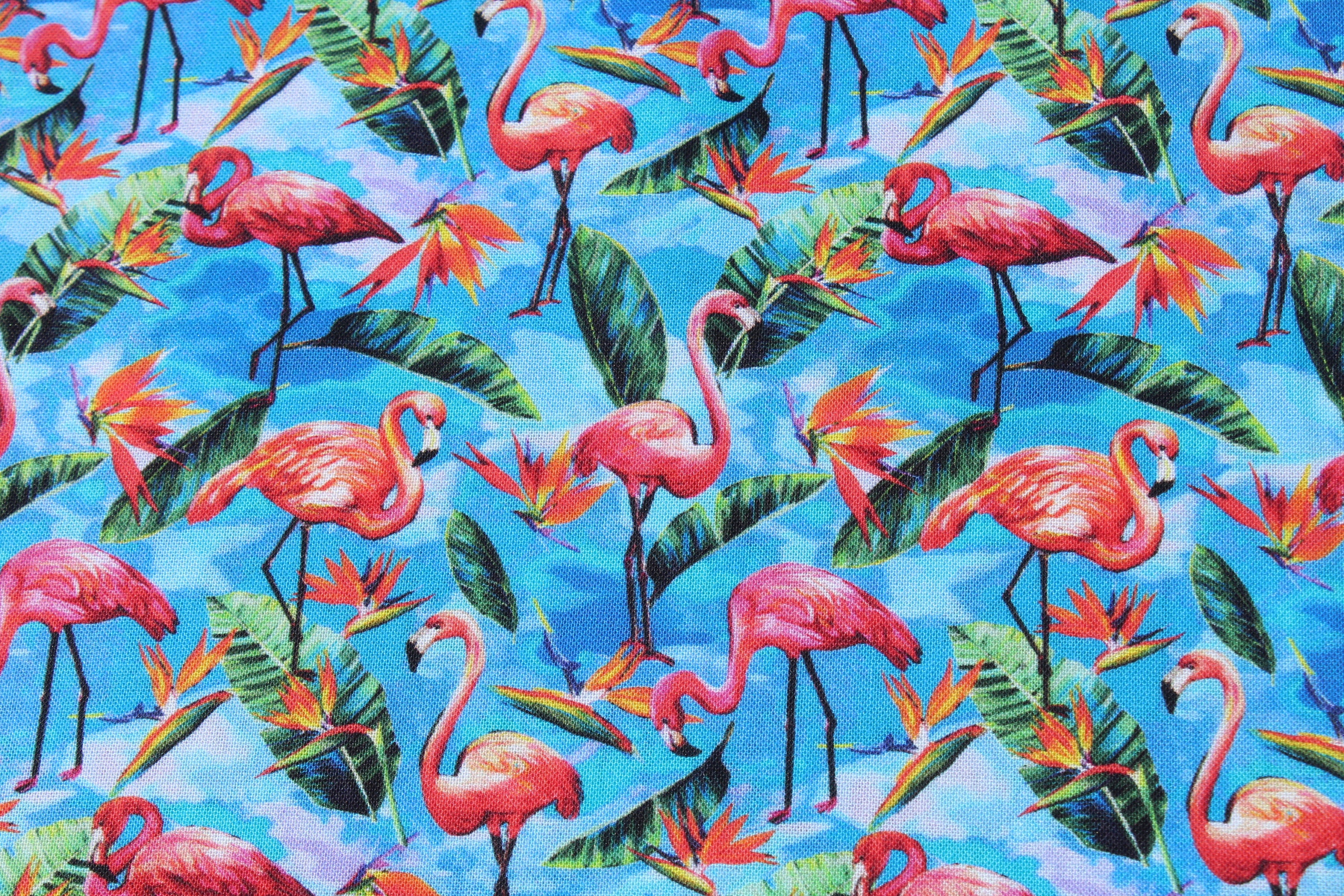 Pink Flamingo Bird 100% Cotton Fabric by the Yard, Ro Gregg for