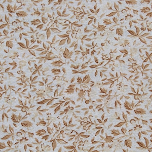 Vintage Golden Brown Beige Tiny Floral Print Cotton Fabric - Fat Quarter FQ