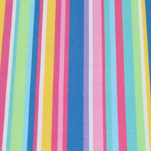 Striped Rainbow Cotton Fabric: Pastel Quilting Sewing Material