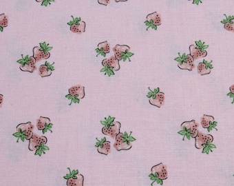Blush PInk Strawberry Fields 100% Cotton Fabric by the Yard, Poppie Garden Party