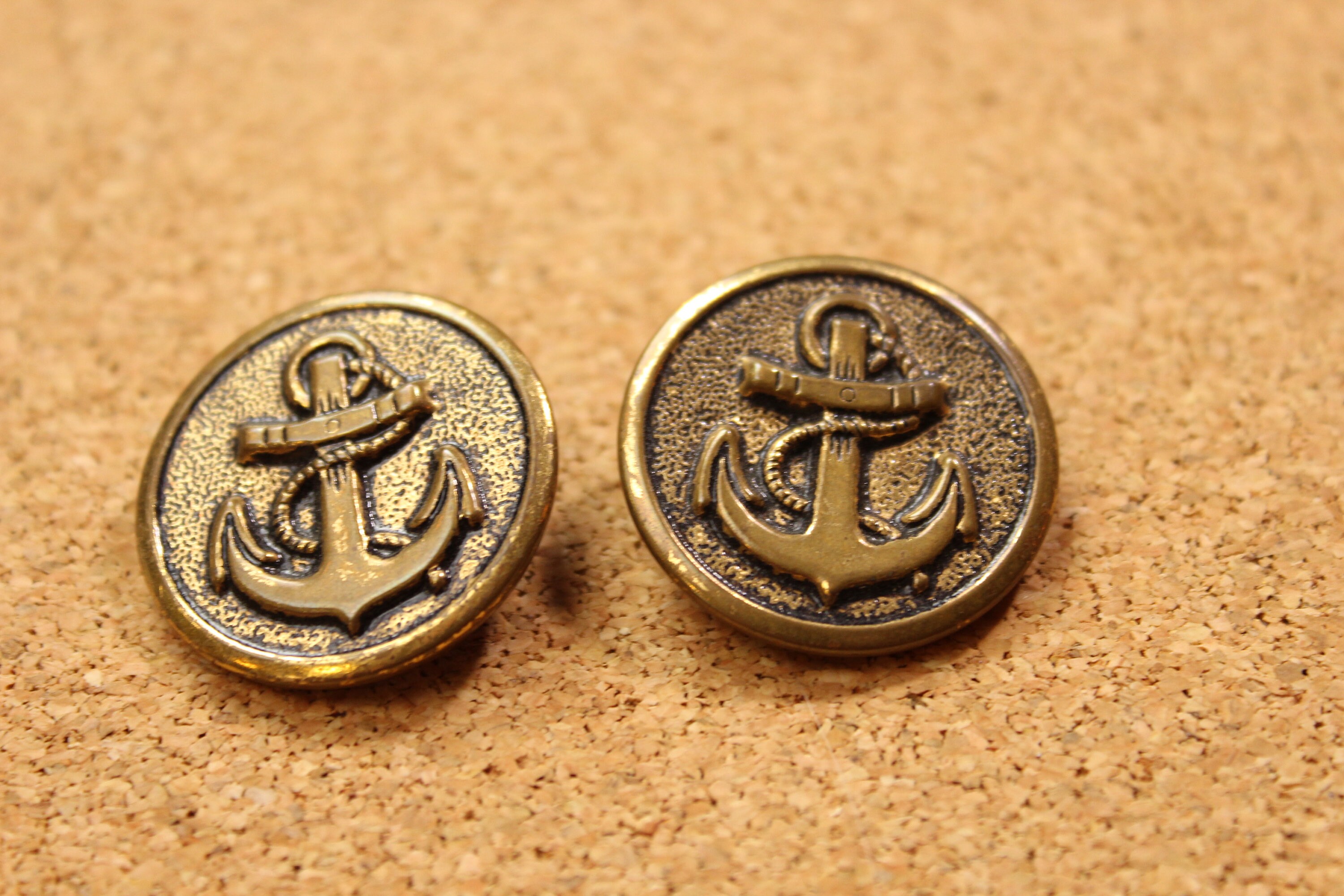 Large Anchor Brass Metal Crafting Buttons Gold Bronze Etsy