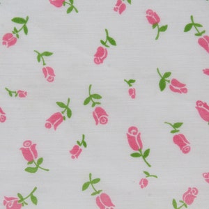 Baby Pink Small Rose Bud Semi-Sheer Fabric by the Yard, Lightweight Cotton, Doll Girl Dress Lightweight Curtain Shabby Chic Material BTY