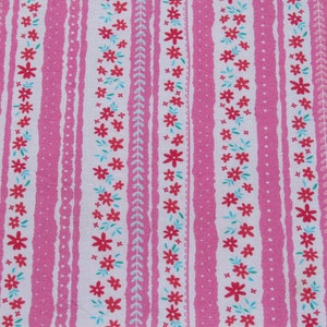 Hot Pink Small Floral Striped Border Print 100% Cotton Fabric by the Yard for Quilting, Sewing Summer Girl Dress image 6