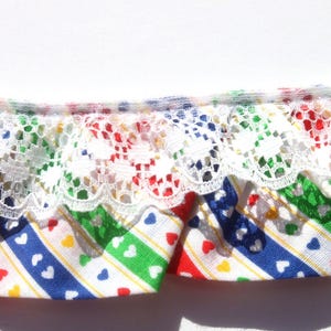 Rainbow Heart Cotton Lace Trim: Ruffled Sewing Edging, 2"W