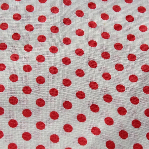 Red Small Print Polka Dot on White Cotton Sewing Fabric by the Yard for Dress Blouse Skirt