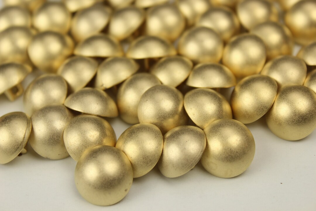 Vintage Gold Domed Plastic Buttons Christmas Sewing Crafts Lot Of 10 