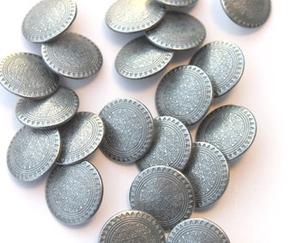 Boutons De Col Anciens En Métal Argenté Avec Perle Fantaisie - Paire Du XIXème Siècle - Occasion