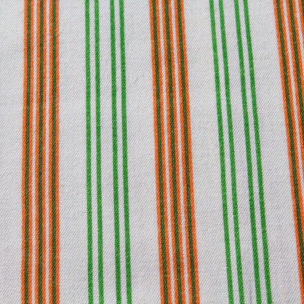 Orange Green Beige Striped Soft Sewing Cotton Fabric