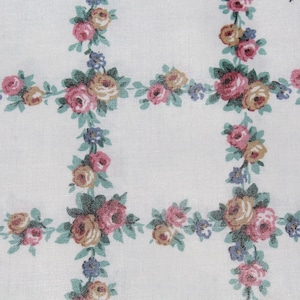 Small Pink Rose Polished Cotton Fabric by the Half or Full Yard, Shabby Chic Floral Print, Romantic Home Decor, Curtain