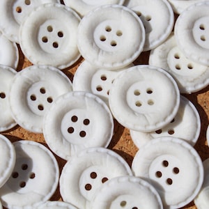 Matte White Plastic Buttons: 1/2 inch, 4-Hole, Lot of 30 (NOS)