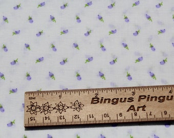 Tiny Lavender Purple Rose Bud Cotton Fabric by the Yard, Old Fashioned Vintage Style Floral Print for Doll or Girl Dress
