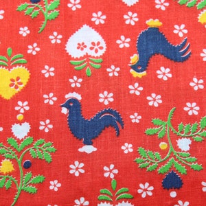 Country Chicken & Rooster Cotton Fabric by the yard - Red White Blue Americana