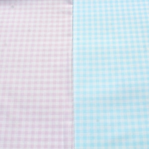 Light Blue or Pink Small Gingham White Check Lightweight Cotton Fabric by the Half Yard