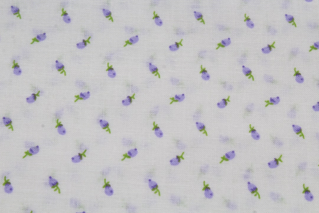 Tiny Lavender Purple Rose Bud Cotton Fabric by the Yard, Old Fashioned ...