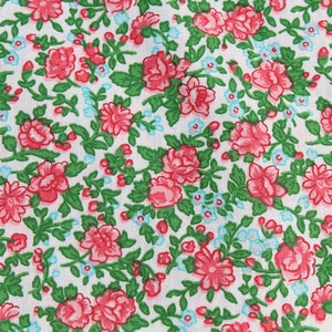 Spring Fabric - Small Scale Print 100% Cotton Fabric by the Yard Peach Rose & Cream Calico Country Material for Doll or Girl Dress