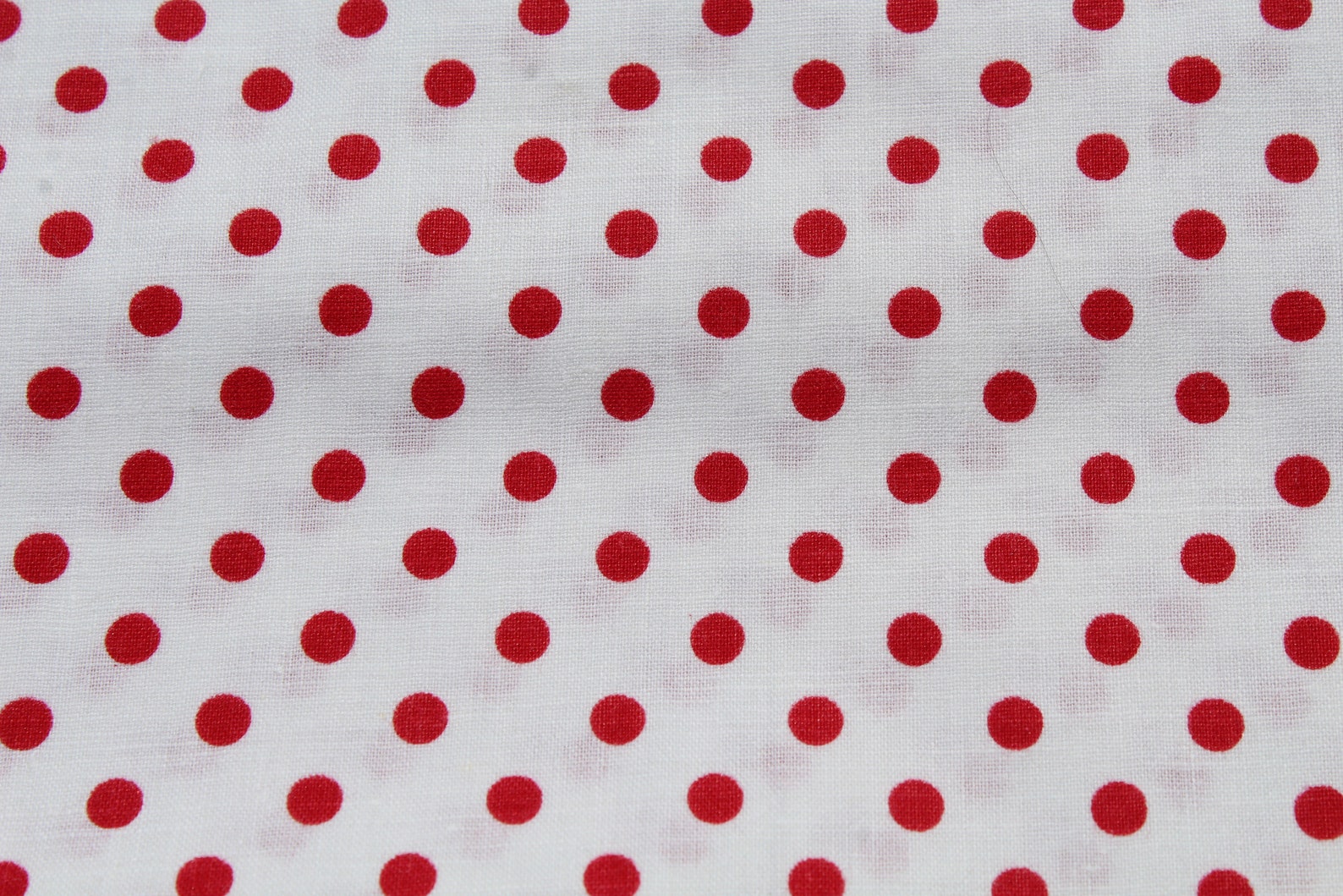 Red Polka Dot on White Cotton Fabric Quilting Sewing Doll Etsy