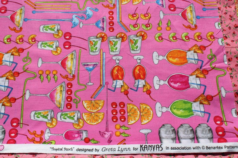 Selvage marked Tropical Punch designed by Great Lynn for Kanvas in Association with Benartex.