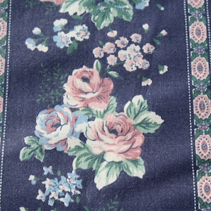Pink Rose Floral Print Cotton Fabric by the Yard: Shabby Chic Sewing Material