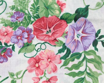 Pink & Purple Morning Glory Flower Cotton Fabric by the yard