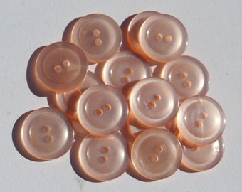 Pastel Peach Crafting Buttons Plastic Round, 2 Hole, 3/4 inch for Apparel Sewing Crafts Quilting, Lot of 15