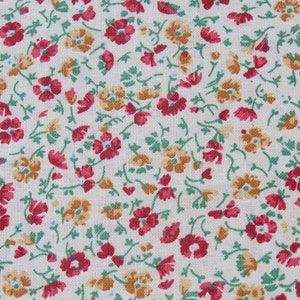Vintage Style Quilters Calico Small Floral Print 100% Cotton Fabric by the Yard, Petite Scale for Doll or Girl Summer Dress