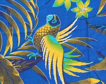 Vintage Vlisco Dutch Java Print Cotton Fabric 4609R, Tropical Birds Butterflies, Veritable Java Hollandais, 57 x 44