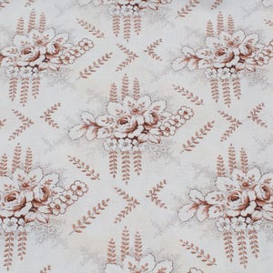 Golden Bronze Rose Floral Print Cotton Fabric by the Yard, Vintage Antique Quilting Style Look