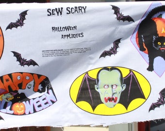 Scary Halloween Cut and Sew Applique Craft Fabric, DIY Easy Kids Project Frankenstein Pumpkin Spider Fabric