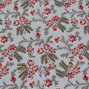 Maroon Red  Small Floral Check Print Cotton Fabric, Buckleberry Chintz Michelle Yeo, Henry Glass