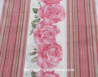 Pink Blue Rose Fabric Beige Vintage Scroll Flowers Romantic Shabby Cottage Farmhouse Material For Pillows Feminine deals Decorating