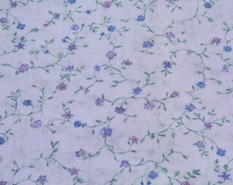 Lavender Purple Small Floral Print Vintage Cotton Lightweight Fabric for Doll or Girl Dress