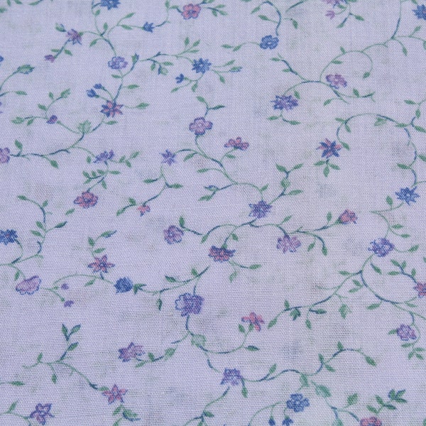 Lavender Purple Small Floral Print Vintage Cotton Lightweight Fabric for Doll or Girl Dress