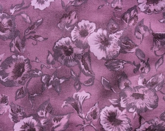Purple Morning Glory Flower Cotton Fabric by the yard, Floral Print, Quilting Sewing Material