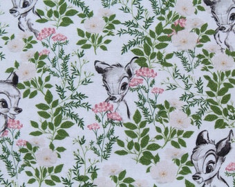 Bambi Deer 100% Cotton Fabric by the Yard for Quilting, Sewing Kids