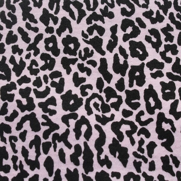 Baby Pink & Black Leopard Animal Print Jersey Knit Fabric by the Yard