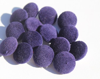Lot of 15 Purple Velvet Covered Buttons, 9/16 inch Shank Back, Sewing Quilting Crafting Jewelry Dress Blouse